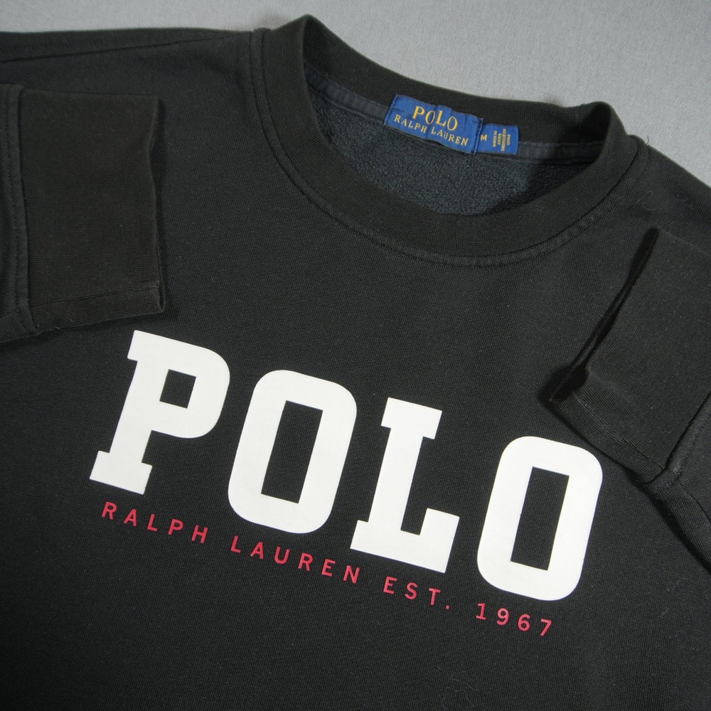 Polo Ralph Lauren Fleece Men Sweatshirt Crewneck Pullover M Gym Sporty Essential